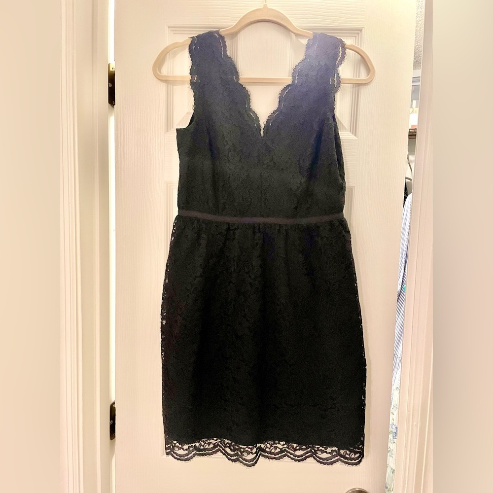 Loft Black Lace Knee Length Dress - 2P